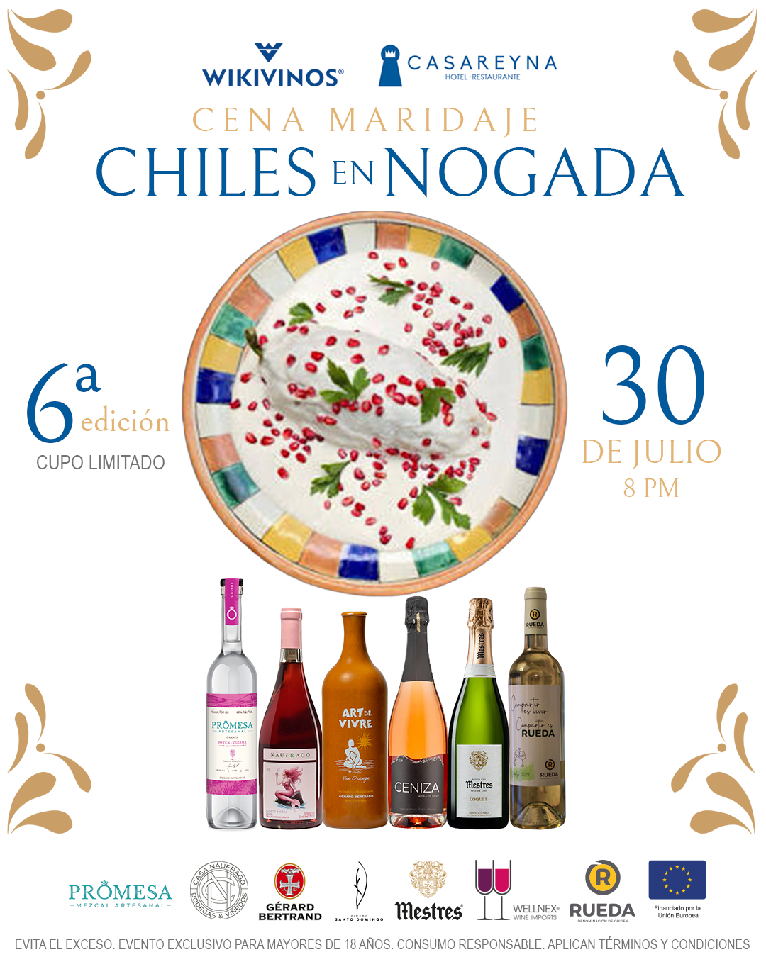 Cena Maridaje Chile en Nogada 2026 – 6ª edición - CasaReyna