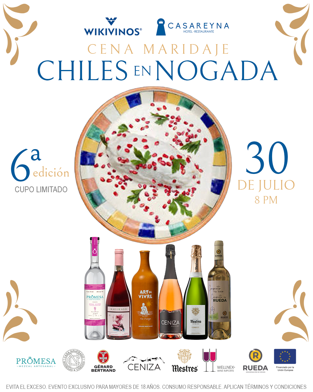 Cena Maridaje Chile en Nogada 2026 – 6ª edición - CasaReyna